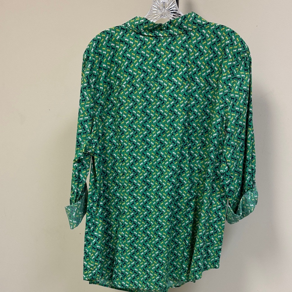 Talbots Green Patterned Button Down Shirt - image 8